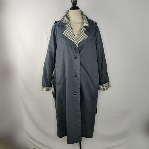 Vintage Louis Feraud Gray Herringbone Trench Coat - Picture 3 of 10